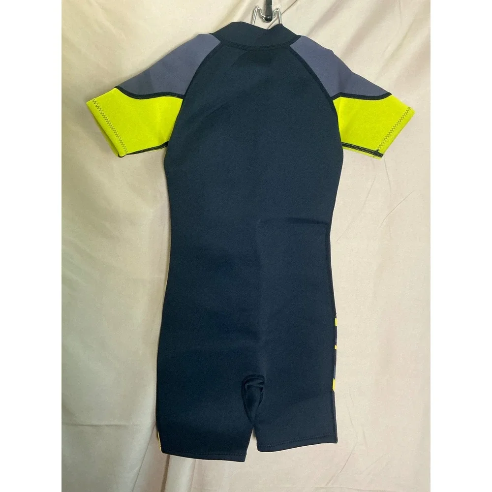 ZCCO Shorty Wetsuit Kids Size L Black Yellow NEW 2.5mm Neoprene KS305 Front Zip